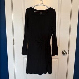 Aerie Cotton Side Tie Mini Long Sleeve Dress